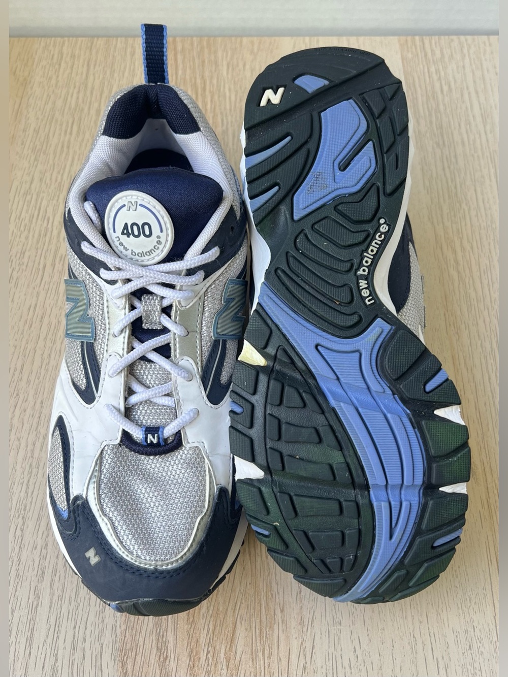 New Balance 400 Y2K Mesh Running Dad Sneakers White Navy Silver US 10 - Picture 9 of 15